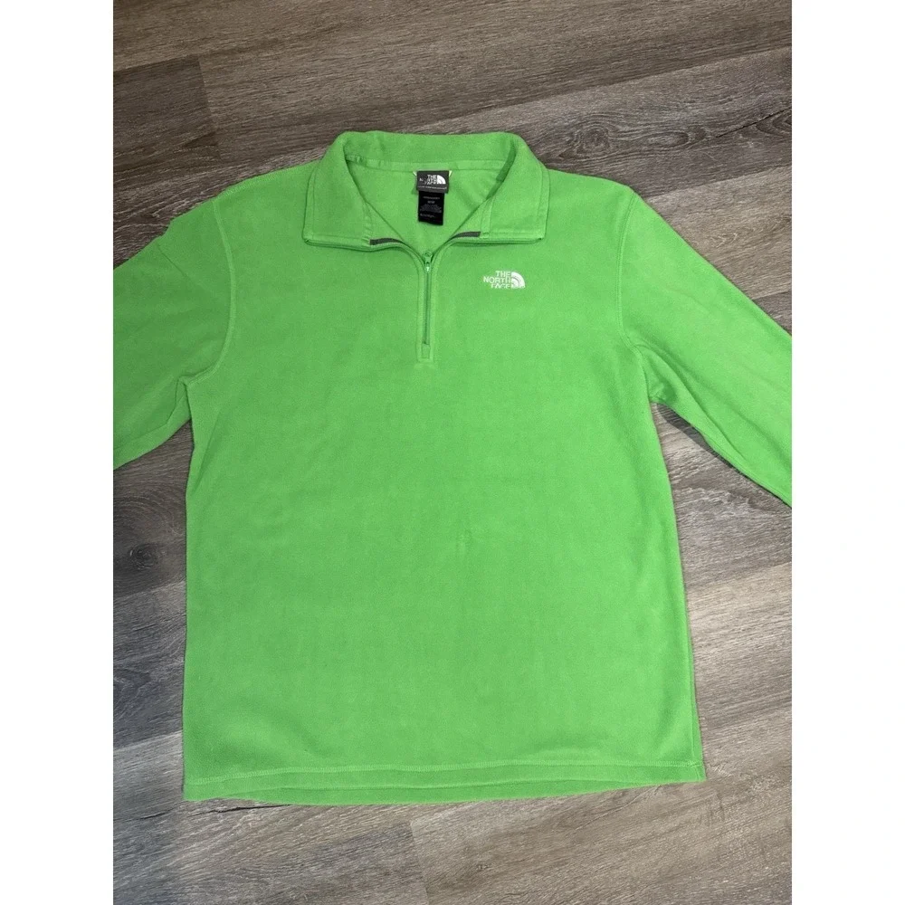 The North Face Sweater Mens M Green Fleece Quarter Zip‎ Sweatshirt Long Sleeve